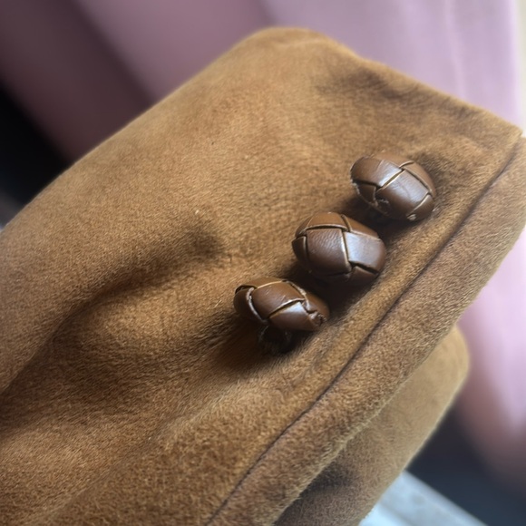 Terry lambskin suede leather tan brown blazer jacket M - Picture 12 of 12